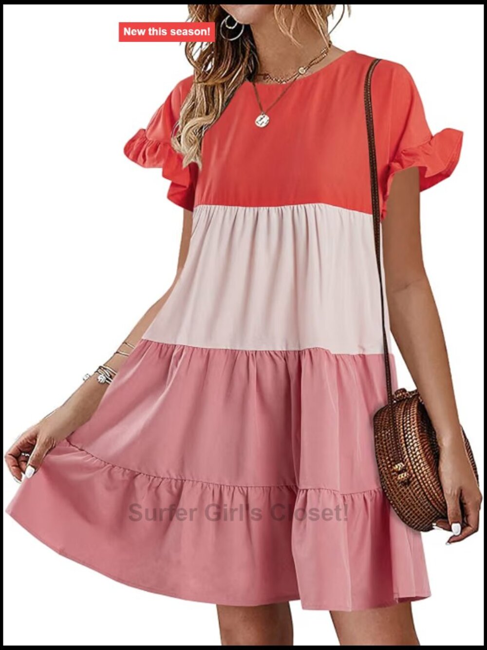 Women's Boho Swing Mini Dress Floral Polka Print Ruffled Cap Sleeve Loose